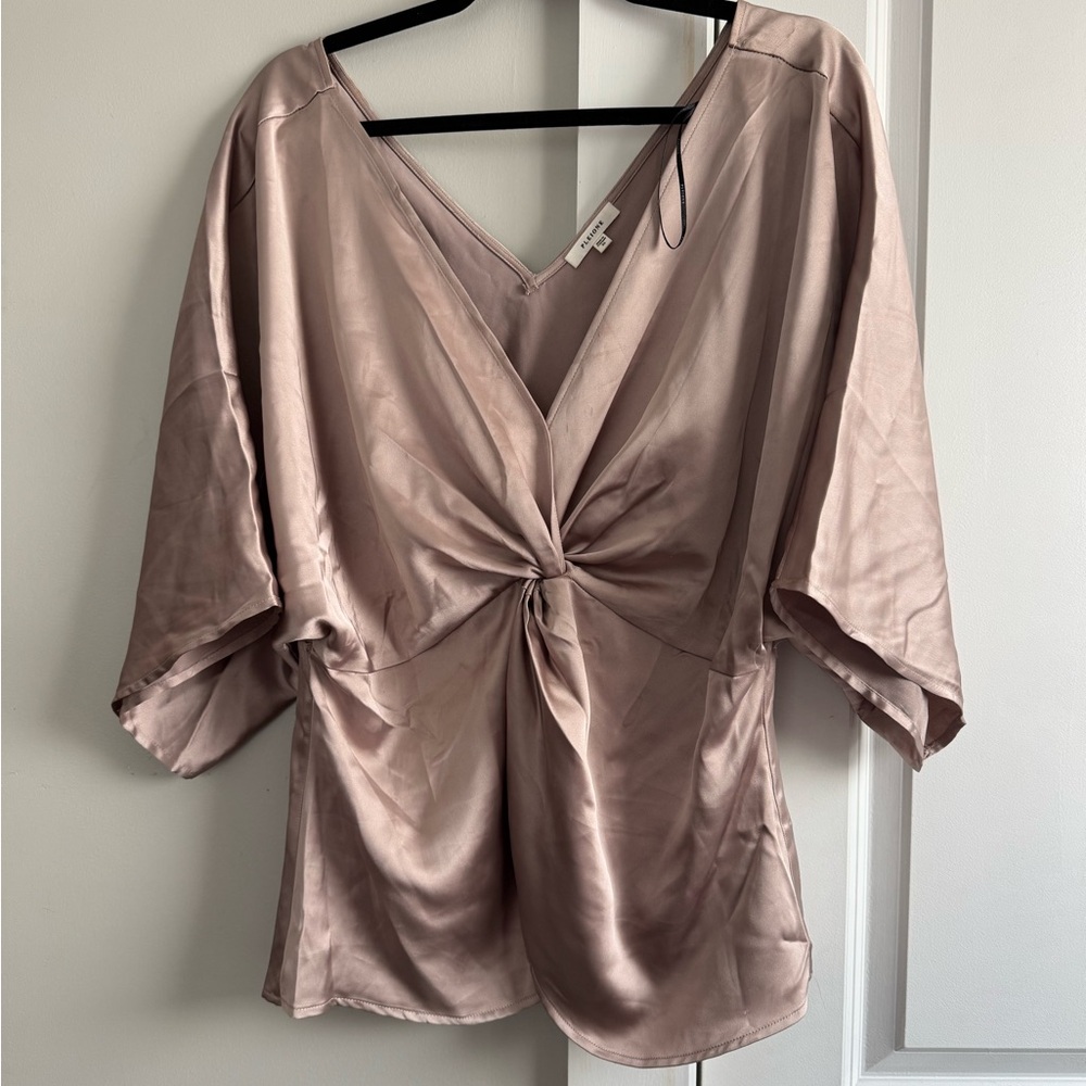 Pleione Satin Twist Front Blouse - Mauve